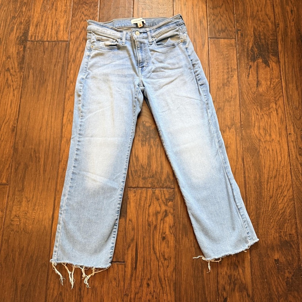Lucky Brand Jeans Womens 8 Mid Rise Light Wash Sweet Crop Frayed Hem Denim